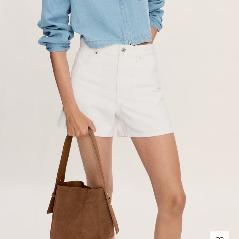 Mango High Waist White Shorts